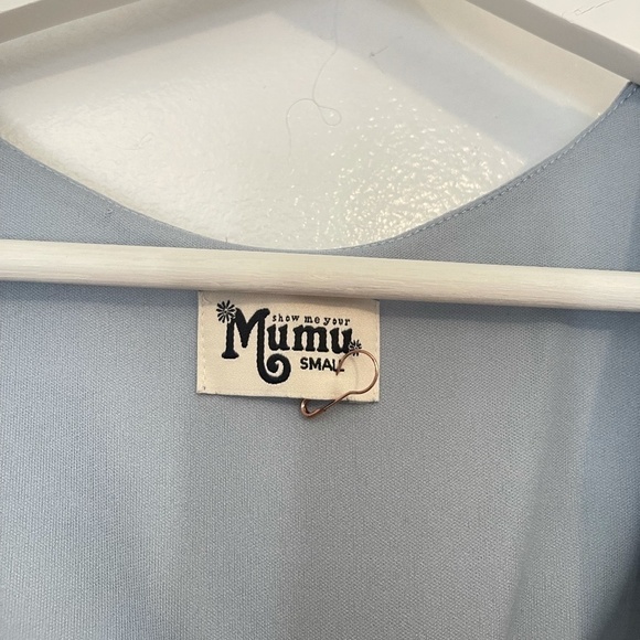 SHOW ME YOUR MUMU Noelle Flutter Wrap Dress in Steel Blue Size Small - Picture 7 of 9